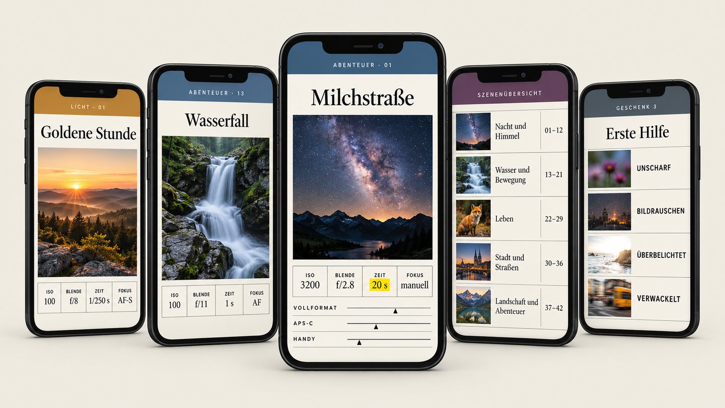 Das ganze Set im Handy: Spickzettel, Szenenübersicht und Geschenke