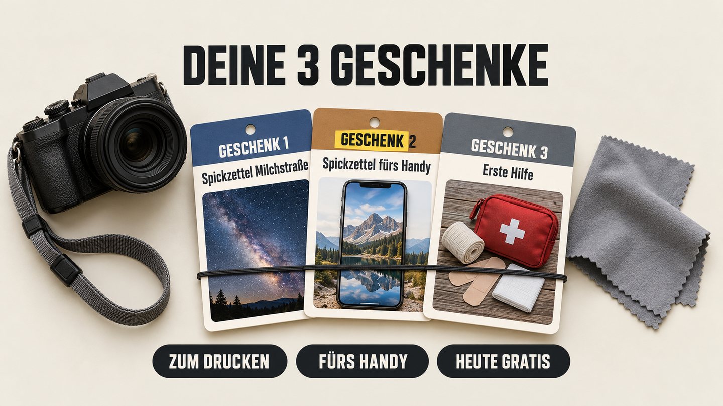3 Geschenke: Spickzettel Milchstraße, Spickzettel fürs Handy und Erste Hilfe
