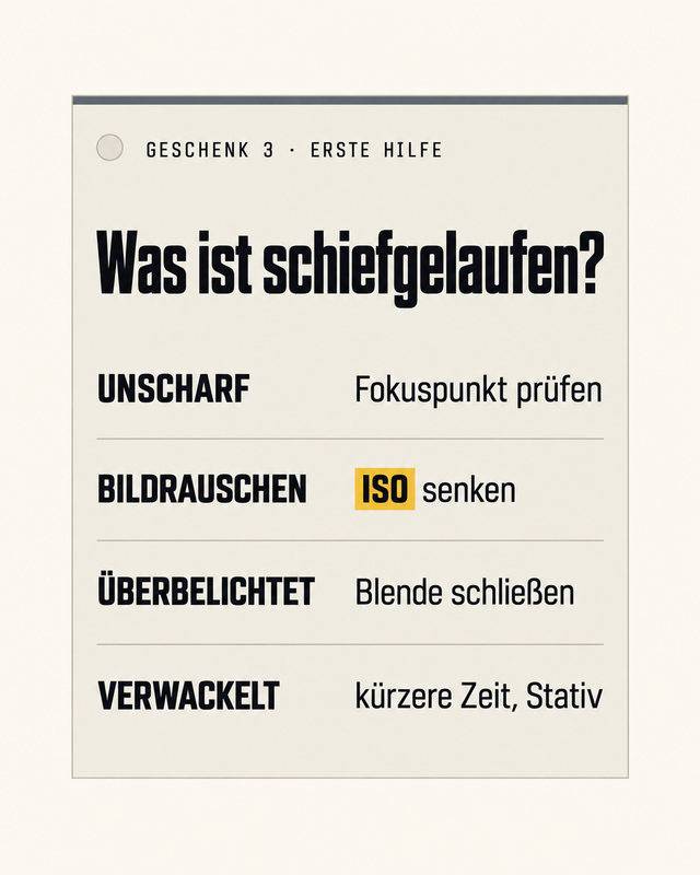 Erste Hilfe: unscharf, verrauscht, überbelichtet, verwackelt
